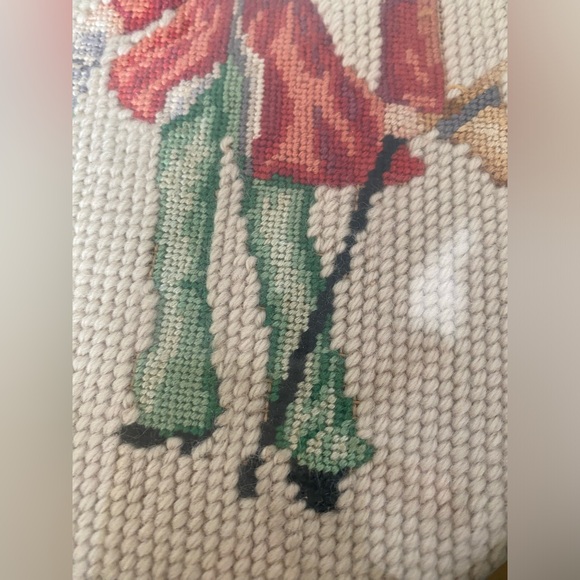 Vintage Needlepoint Set of Victorian Courting Lady and Gent 8x10 - Picture 8 of 11